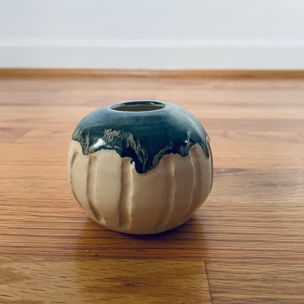 Handmade ceramic bud vase (3.25” x 2.75”)